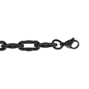 BRACELET ACIER MAILLE RECTANGULAIRE PVD NOIR MAT 19+2CM