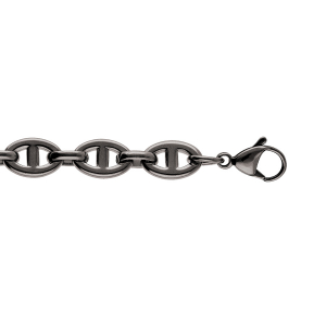 BRACELET ACIER MAILLE MARINE PVD NOIR ASPECT TITANE 19+3CM
