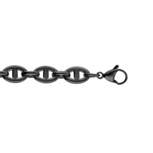 BRACELET ACIER MAILLE MARINE PVD NOIR MAT 19+3CM
