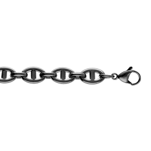 BRACELET ACIER MAILLE MARINE PVD NOIR MAT 19+3CM