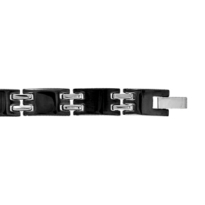 BRACELET ACIER ET PVD NOIR 21CM REGLABLE