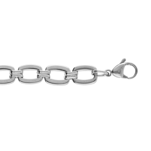 BRACELET ACIER MAILLE RECTANGULAIRE 18+3CM