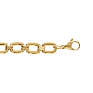BRACELET ACIER DORÉ MAILLE RECTANGULAIRE 18+3CM