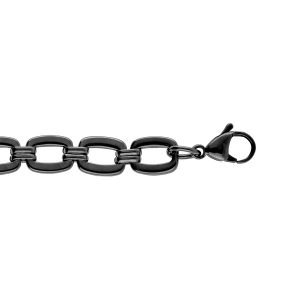 BRACELET ACIER MAILLE RECTANGULAIRE  PVD NOIR MAT 18+3CM