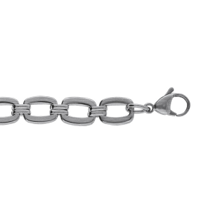 BRACELET ACIER SATINÉ MAILLE RECTANGULAIRE 18+3CM