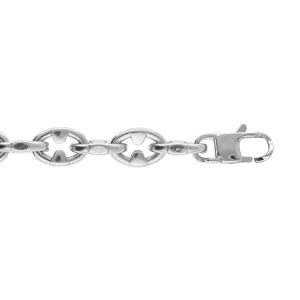 BRACELET ACIER MAILLE MARINE SATINÉ 19+3CM