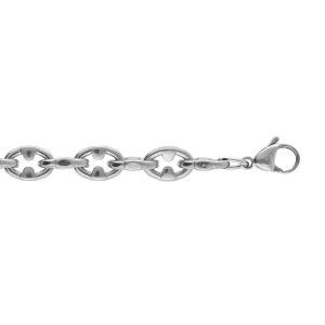 BRACELET ACIER MAILLE MARINE SATINÉ 19+3CM