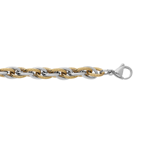 BRACELET ACIER ET PVD 2 TONS 19+2CM