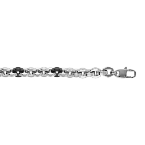 BRACELET ACIER ET PVD NOIR MAILLES 20+3CM