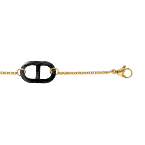 BRACELET ACIER DORÉ MAILLE MARINE PVD NOIR  16+3CM