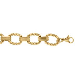 BRACELET ACIER DORÉ MAILLES CISELÉES 17+3CM