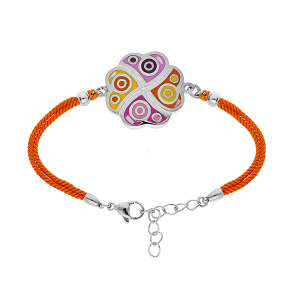 BRACELET ACIER STELLA MIA RÉSINE MULTI COULEUR ET NACRE CORDON ORANGE 16+3CM