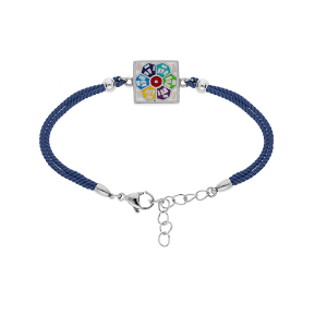 BRACELET ACIER STELLA MIA MOSAIQUE RÉSINE MULTI COULEUR ET NACRE CORDON BLEU 16+3CM