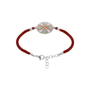 BRACELET ACIER STELLA MIA RÉSINE MULTI COULEUR ET NACRE BRACELET CORDON ROUGE 16+3CM