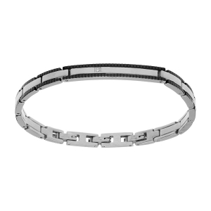BRACELET ACIER IDENTITÉ BORDURE PVD NOIR 18+3CM DOUBLE FERMOIR
