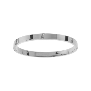 BRACELET ACIIER RIGIDE 7MM ARTICULÉE 3 OXYDES BLANCS EN BIAIS 58MM