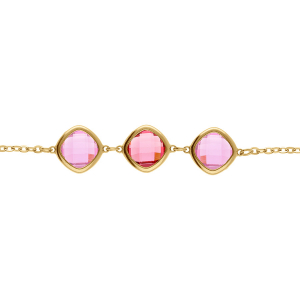 BRACELET ACIER DORÉ  OXYDES CARRÉ DEGRADÉ ROSE 17+2CM