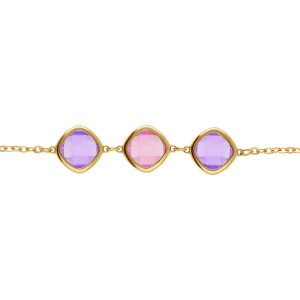 BRACELET ACIER DORÉ  OXYDES CARRÉ DEGRADÉ VIOLET 17+2CM