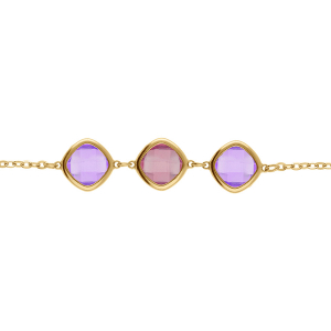 BRACELET ACIER DORÉ  OXYDES CARRÉ DEGRADÉ VIOLET 17+2CM