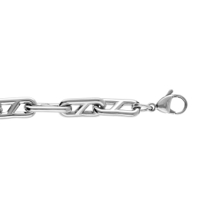 BRACELET ACIER  GROSSE MAILLE MARINE  19+3CM