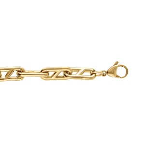 BRACELET ACIER DORÉ GROSSE MAILLE MARINE  19+3CM