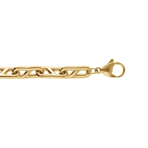 BRACELET ACIER DORÉ GROSSE MAILLE MARINE  19+3CM