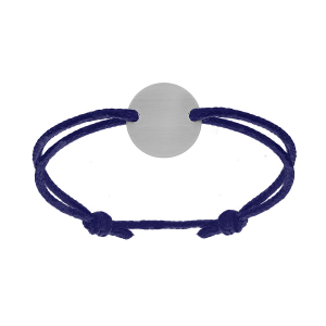 BRACELET CORDON BLEU REGLABLE RONDELLE ACIER