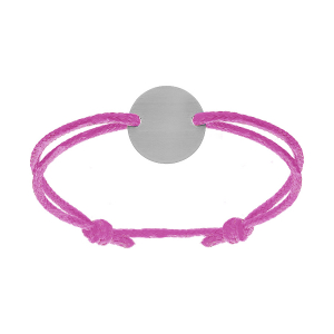 BRACELET CORDON ROSE REGLABLE RONDELLE  ACIER