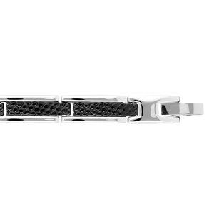 BRACELET ACIER PVD NOIR 19CM + 2CM RÉGLABLE DOUBLE FERMOIR