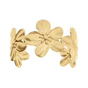 BRACELET ACIER DORÉ RIGIDE FLEUR 60MM X 50MM