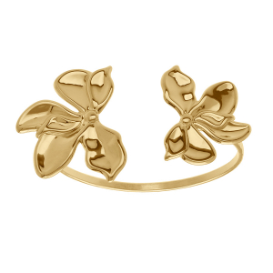 BRACELET ACIER DORÉ RIGIDE DOUBLE FLEUR 40X26MM