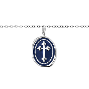 BRACELET ACIER AVEC PAMPILLE CROIX RÉSINE BLEU NUIT 16+3CM