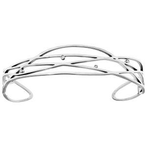 BRACELET JONC ACIER MULTI FILS ET OXYDES BLANCS 65*50MM