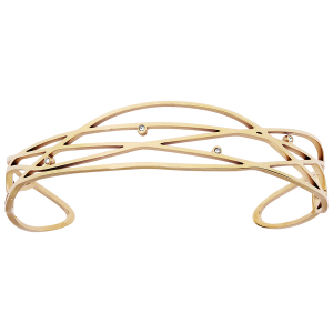 BRACELET JONC ACIER ET PVD DORÉ MULTI FILS ET OXYDES BLANCS 65*50MM