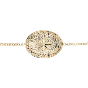 BRACELET ACIER ET PVD DORÉ MOTIF OVALE AVEC ETOILE 16+3CM