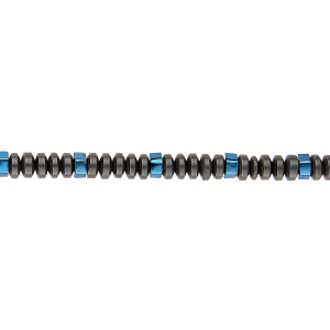 BRACELET ACIER MULTI ANNEAUX GRIS ET PVD BLEU A GRAVER 18+3CM