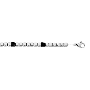BRACELET ACIER CUBES ET 5 CUBES AGATE 18,5+3CM