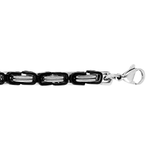 BRACELET ACIER MAILLE AVEC PVD NOIR  22CM