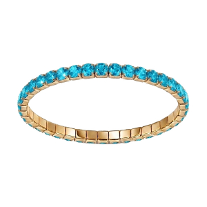 BRACELET ACIER DORÉ  ELASTIQUE RAIL OXYDES BLEU CIEL