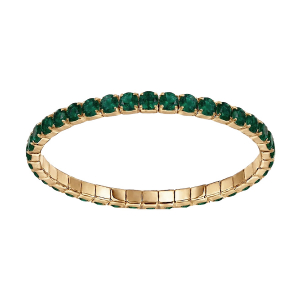 BRACELET ACIER DORÉ  ELASTIQUE RAIL OXYDES VERT FONCÉ