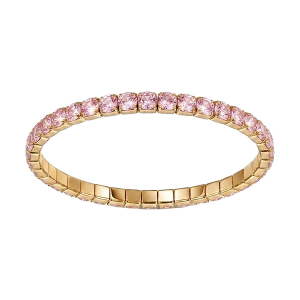 BRACELET ACIER DORÉ  ELASTIQUE RAIL OXYDES ROSE