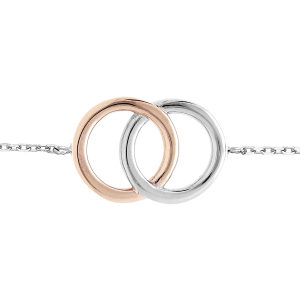 BRACELET ACIER DOUBLE CERCLE AVEC PVD ROSE 16+3CM