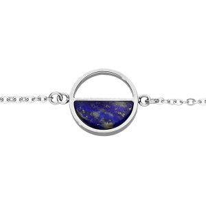 BRACELET ACIER CERCLE LAPIS LAZULI VÉRITABLE 16+3CM