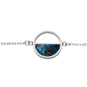 BRACELET ACIER CERCLE CHRYSOCOLLE VÉRITABLE  16+3CM