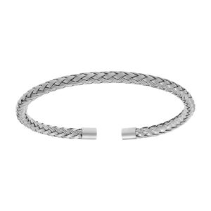 BRACELET ACIER SATINÉ DEMI JONC TRESSE 4.2MM  DIAM 61MMX55MM