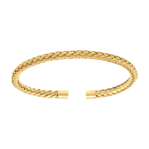 BRACELET ACIER DORÉ DEMI JONC TRESSE 4.2MM  DIAM 61MMX55MM