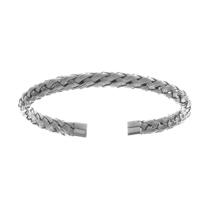 BRACELET ACIER SATINÉ TRESSE PLATE