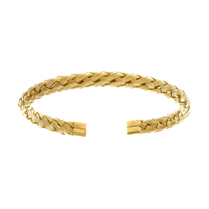 BRACELET ACIER ET PVD JAUNE TRESSE PLATE