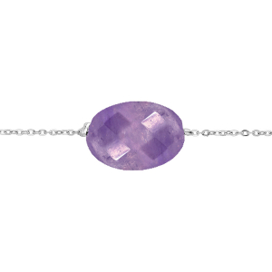 BRACELET ACIER PIERRE NATURELLE AMÉTRINE (CRÉATIVITÉ & SÉRÉNITÉ) 15+3CM