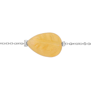 BRACELET ACIER PIERRE NATURELLE JADE JAUNE (EQUILIBRE & HONNETETÉ)  15+3CM